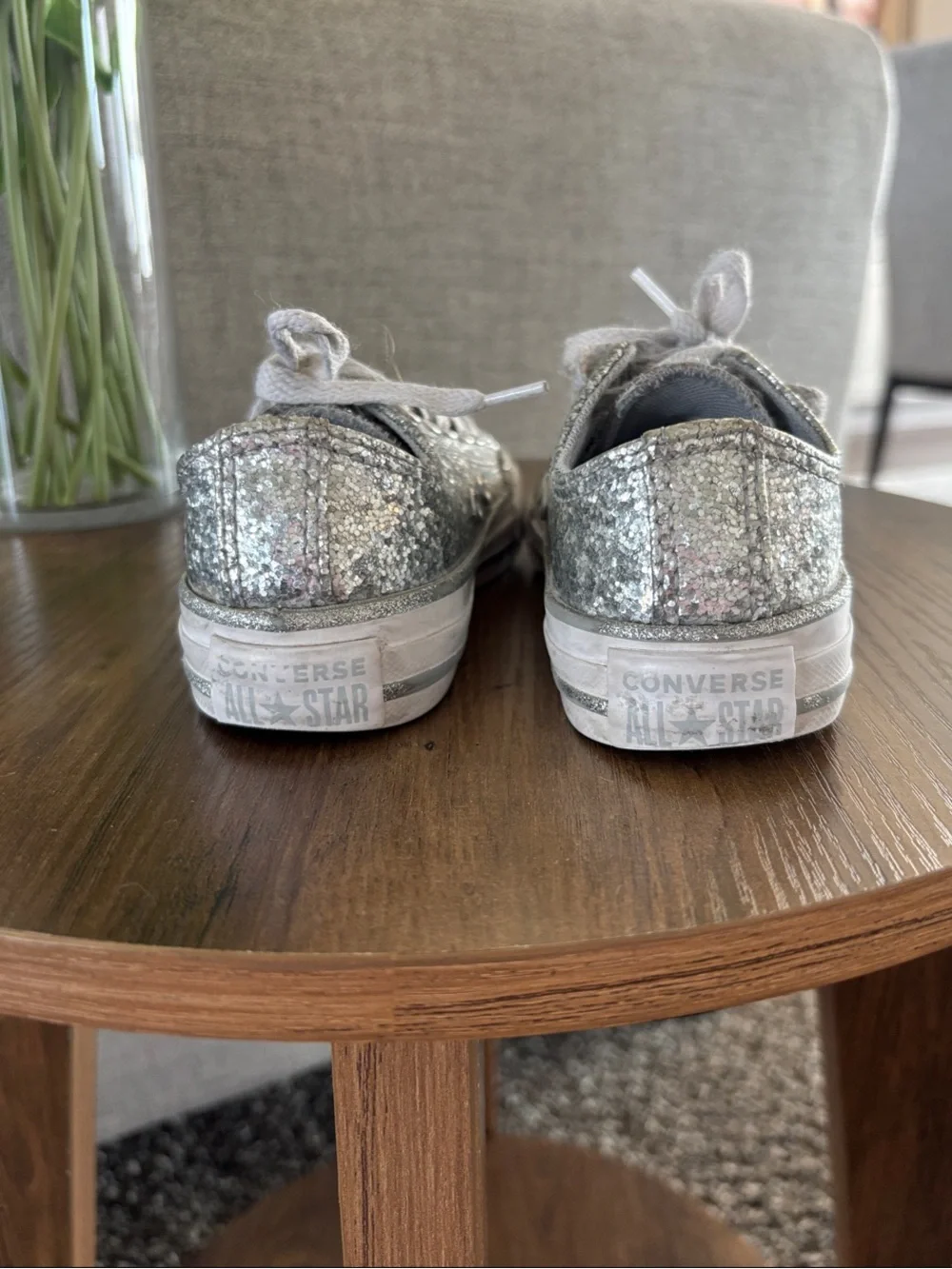 Converse Girls Silver Glitter Low-Top Sneakers